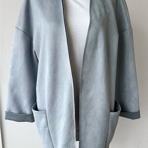 Zara Women's faux suede grayish blue open front cardigan jacket size S